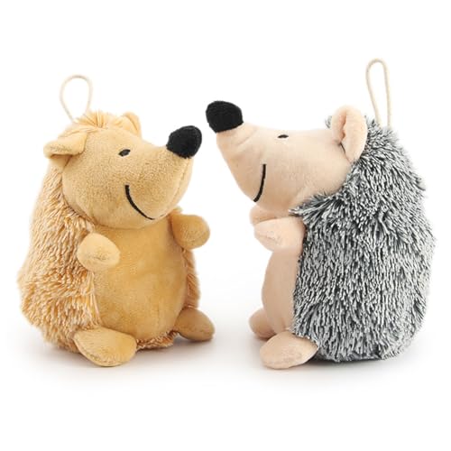 2 Stück Kauspielzeug für Hunde, süßer ausgestopfter Igel, unzerstörbares Hundespielzeug, eingebauter Quietscher, bissfestes Plüsch, interaktives Hundespielzeug, um sie zu beschäftigen, interaktives H von HoveeLuty