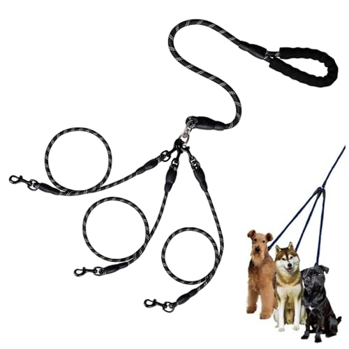 3-Hundeleine, kein Verheddern, 360° drehbar, gegen Verheddern, 3-Hundeleine mit stabilem Griff, geeignet zum Tragen mehrerer geliebter Haustiere auf Reisen, Mehrfach-, kei von HoveeLuty