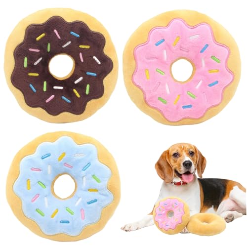 3-teiliges Donut-Hundespielzeug, 15, 2 cm, Beiß-Quietschgeräusch, Hunde-Donut-Spielzeug mit exquisiter Stickerei, interaktives -Spielzeug aus weichem Plüsch für kleine, mittelgroße und große 3-teiliges Donut-Hundespielzeug, 15, 2 cm, Beiß-Quietschgeräusch, Hunde-Donut-Spielzeug mit exquisiter Stickerei, interaktives -Spielzeug aus weichem Plüsch für kleine, mittelgroße und große von HoveeLuty