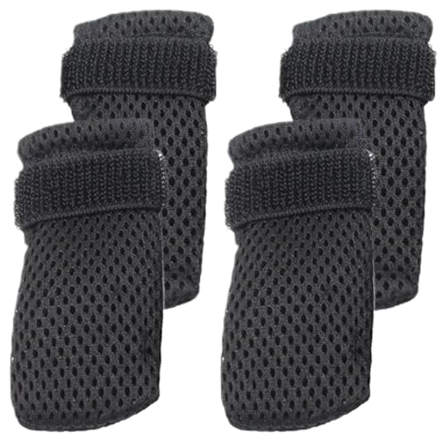 4 Packs Katzenkrallenbezüge schwarze Anti -Scratch -Polyester -Katzenschuhe Einstellbare atmungsaktive Mesh Cat Paw Handschuhe für Innenkatzen Haustier Badebade Schneidnägelscat Paw Glovescat Bootsma von HoveeLuty