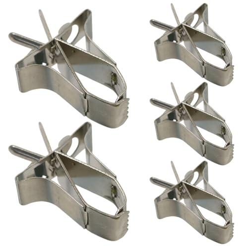 5-teiliger Vogelfutterhalter, Käfighalterung, Obst-Vogelfutterspender, Edelstahl, Vogelfutterspender, Clip-Stil, silberner für Sittiche, Wellensittiche, Aras, Vogelkäfig-Futter von HoveeLuty