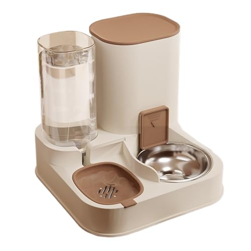 Automatischer Katzenfutterspender 2-in-1, Edelstahl und PP, automatischer Katzenfutter- und Wasserspender mit großer Kapazität, Abnehmbarer Katzenfutterspender für kleine Hunde Katzen, braune Automatischer Katzenfutterspender 2-in-1, Edelstahl und PP, automatischer Katzenfutter- und Wasserspender mit großer Kapazität, Abnehmbarer Katzenfutterspender für kleine Hunde Katzen, braune von HoveeLuty