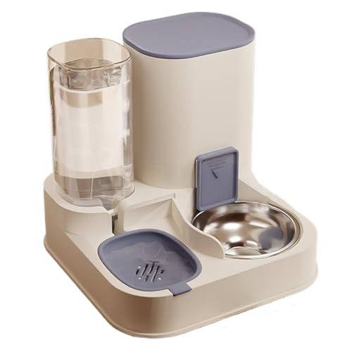 Automatischer Katzenfutterspender 2-in-1 Edelstahl und PP Automatischer Katzenfutter- und Wasserspender mit großer Kapazität Abnehmbarer Katzenfutterspender für kleine Hunde Katzen Blauer FUT von HoveeLuty