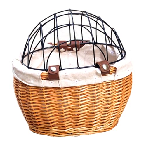 Fahrradkorb für Hunde, 29, 9 x 24, 9 x 35, 1 cm, atmungsaktiv, ausgehöhlter Katzenfahrradträger, Abnehmbarer Fahrradkorb aus Weidengeflecht vorne mit Drahtgeflechtabdeckung, Vintage- für Fahrradkorb für Hunde, 29, 9 x 24, 9 x 35, 1 cm, atmungsaktiv, ausgehöhlter Katzenfahrradträger, Abnehmbarer Fahrradkorb aus Weidengeflecht vorne mit Drahtgeflechtabdeckung, Vintage- für von HoveeLuty