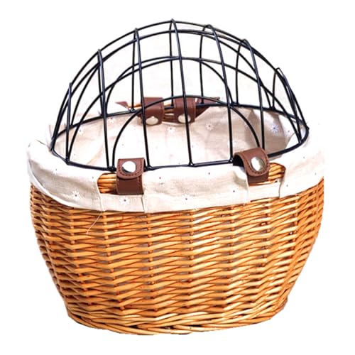 Fahrradkorb für Hunde, 29, 9 x 24, 9 x 35, 1 cm, atmungsaktiv, ausgehöhlter Katzenfahrradträger, Abnehmbarer Fahrradkorb aus Weidengeflecht vorne mit Drahtgeflechtabdeckung, Vintage- für Fahrradkorb für Hunde, 29, 9 x 24, 9 x 35, 1 cm, atmungsaktiv, ausgehöhlter Katzenfahrradträger, Abnehmbarer Fahrradkorb aus Weidengeflecht vorne mit Drahtgeflechtabdeckung, Vintage- für von HoveeLuty
