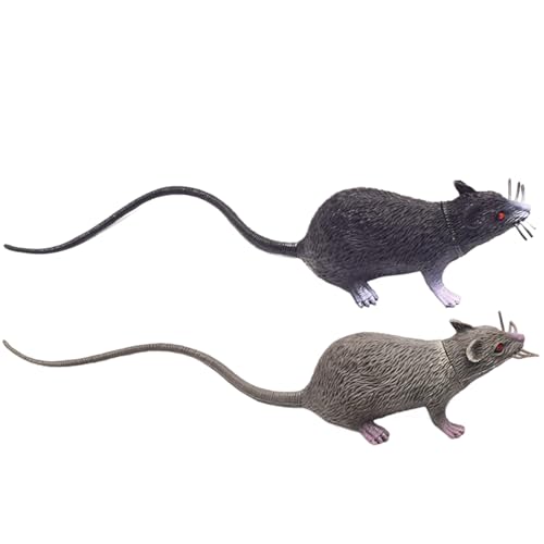 Gefälschte Maus, 2 Stück, 20, 3 x 5, 1 cm, gefälschte Ratte, gruselige realistische Maus mit langem Schwanz, Mehrzweck-Ratte aus PVC-Kunststoff für Streiche, Katzenspielzeug, Halloween-Dekorationen Gefälschte Maus, 2 Stück, 20, 3 x 5, 1 cm, gefälschte Ratte, gruselige realistische Maus mit langem Schwanz, Mehrzweck-Ratte aus PVC-Kunststoff für Streiche, Katzenspielzeug, Halloween-Dekorationen von HoveeLuty