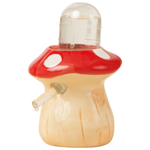 Hamster-Trinkflasche aus Keramik, 60 ml, Pilz, tropffreie Wasserflasche für Meerschweinchen mit Ständer, leicht zu reinigen, für Hamster, Chinchillas, Kleintiere, Trinkflasche, Keramik-Tr von HoveeLuty