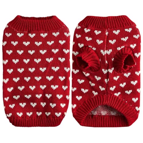 Haustierpullover, weicher, dehnbarer, gestrickter Pullover für kleine Hunde mit süßem Herzmuster, bequemer, Warmer Katzenpullover für Katzen und Hunde, Alltagskleidung, Weihnachten, Hochzeit, Rot Haustierpullover, weicher, dehnbarer, gestrickter Pullover für kleine Hunde mit süßem Herzmuster, bequemer, Warmer Katzenpullover für Katzen und Hunde, Alltagskleidung, Weihnachten, Hochzeit, Rot von HoveeLuty