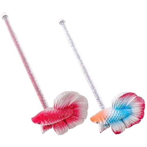 HoveeLuty 2 Stück Kampffisch-Spielzeug, 14 cm, Simulations-Beta-Fisch-Spielzeug, wasserdichtes Harz, Kampffisch-, wiederverwendbar, interaktives - für -Aquarien, Inter von HoveeLuty