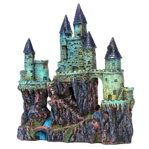 HoveeLuty Aquarium-Schloss, Harz, Fischtank-Schloss, dekoratives großes für Fischtank, Schlossverstecke, Steinhöhle, Versteckhaus, Aquarium-Zubehör, Starter-Kits, für Fi von HoveeLuty