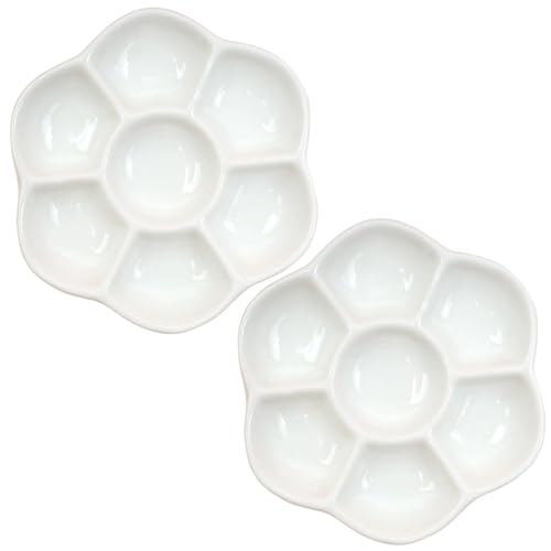 HoveeLuty Einsiedlerkrebs-Futternapf, 2 Stück Keramik-Einsiedlerkrebs-Futter- und Wassernapf mit 7 Fächern, 8, 9 cm, Aquarium-Zubehör für Schnecken, Geckos, Eidechsen, Haustiere, Näpfe, Einsiedl von HoveeLuty
