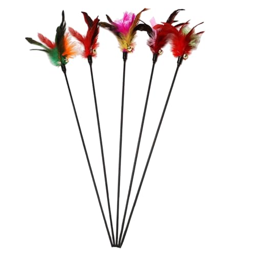 HoveeLuty Katzen Teaser 5pcs 20 Zoll Katzenstab Spielzeug mit gefiederter Spitze, Bell & Long Griff Austausch interaktiven Teaser für Innenkätzchenspielzeugstab HoveeLuty Katzen Teaser 5pcs 20 Zoll Katzenstab Spielzeug mit gefiederter Spitze, Bell & Long Griff Austausch interaktiven Teaser für Innenkätzchenspielzeugstab von HoveeLuty