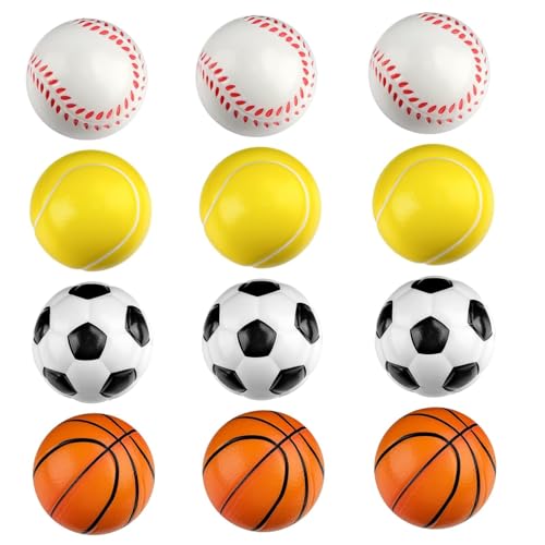 HoveeLuty Mini-Sportbälle, 12 Stück, 6, 1 cm, Fußball, Tennis, Baseball, Basketball, Stressbälle zum Stressabbau, Quetschspielzeug für Kinder, Quetschspielzeug, Schaumstoff-Tennisbälle, Mini-Fußball HoveeLuty Mini-Sportbälle, 12 Stück, 6, 1 cm, Fußball, Tennis, Baseball, Basketball, Stressbälle zum Stressabbau, Quetschspielzeug für Kinder, Quetschspielzeug, Schaumstoff-Tennisbälle, Mini-Fußball von HoveeLuty