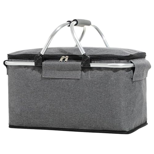 HoveeLuty Picknicktasche, 36 l isolierter Einkaufsträger, Faltbare, auslaufsichere Kühltasche mit stabilem Aluminiumrahmen, Einkaufskorb Kühlpaket Picknickkorb für Strandpicknick Camping Grillen von HoveeLuty