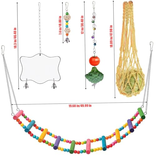 Hühnerspielzeug für Coop 1 Set Bunte hölzerne Hühnchen -Coop -Spielzeug beinhaltet Ladder Bell Chew Ball und mehr Stress Relief Chicken Coop Accessoires Geschenke für Hühnerspielzeug für Chickenchick von HoveeLuty