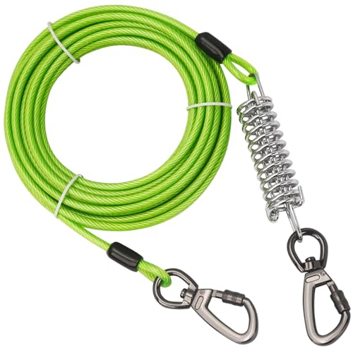 Hunde-Anbindekabel, 20 Fuß Lange Hundeleine mit Feder- und Drehclips, Robustes Hundelaufkabel, bis zu 457 kg Zugkraft, Hundeketten für draußen, Hof, Camping, Hundelaufkabel für den Hof Hunde-Anbindekabel, 20 Fuß Lange Hundeleine mit Feder- und Drehclips, Robustes Hundelaufkabel, bis zu 457 kg Zugkraft, Hundeketten für draußen, Hof, Camping, Hundelaufkabel für den Hof von HoveeLuty