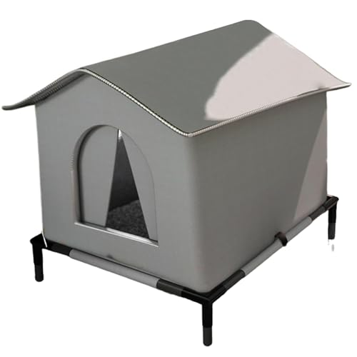 Katzenhaus für draußen, wetterfest und isoliert, rutschfest, leicht aufzubauen, Warmer Unterschlupf mit erhöhter Stütze für Haustiere bis 4 kg, Katzenhaus für draußen, Katzenunterschlupf für drau von HoveeLuty