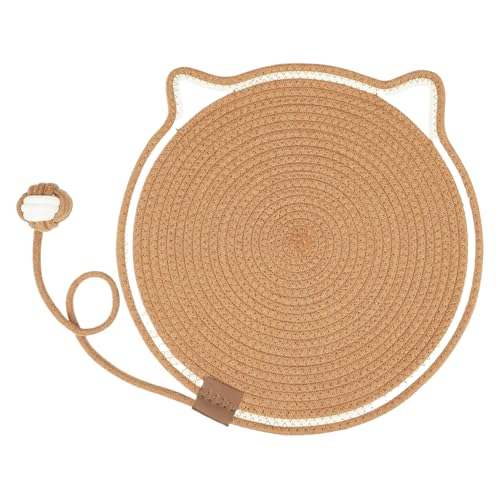 Katzenkratzmatte, 17 Zoll, katzenförmiges Katzenkratzpad mit Seilball, Kratzfest, waschbar, atmungsaktiv, Baumwollseil, Katzenkratzbrett für Hauskatzen, karamellfarben Katzenkratzmatte, 17 Zoll, katzenförmiges Katzenkratzpad mit Seilball, Kratzfest, waschbar, atmungsaktiv, Baumwollseil, Katzenkratzbrett für Hauskatzen, karamellfarben von HoveeLuty