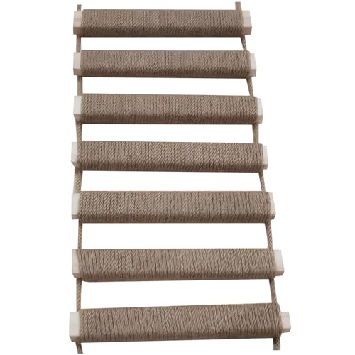 Katzenleiter, 25, 4 x 99, 1 cm, hängende Katzenbrücke aus Holz, umwickelt mit Leinenseil, Kratzfeste Katzenleiter für Hauskatzen, Katzenbedarf, Katzenkratzbaum, Katzenklettergerüst, fü Katzenleiter, 25, 4 x 99, 1 cm, hängende Katzenbrücke aus Holz, umwickelt mit Leinenseil, Kratzfeste Katzenleiter für Hauskatzen, Katzenbedarf, Katzenkratzbaum, Katzenklettergerüst, fü von HoveeLuty