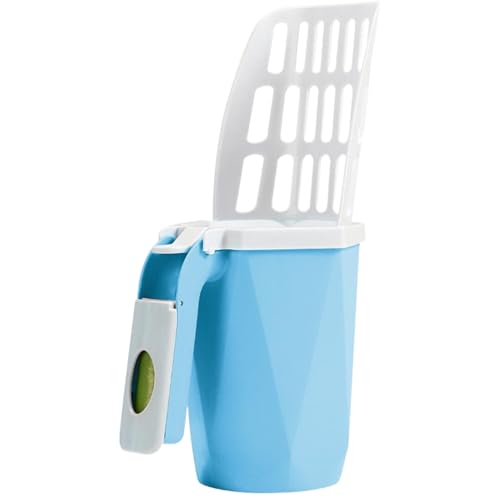 Katzenstreuschaufel mit Halter und Beutelbehälter, 3-in-1-Katzentoilette, 11, 8 x 6, 7 Zoll, Katzenstreubehälter mit großem Fassungsvermögen für drinnen und draußen, Katzenzubehör, Blaue Katzentoil Katzenstreuschaufel mit Halter und Beutelbehälter, 3-in-1-Katzentoilette, 11, 8 x 6, 7 Zoll, Katzenstreubehälter mit großem Fassungsvermögen für drinnen und draußen, Katzenzubehör, Blaue Katzentoil von HoveeLuty