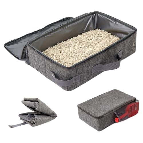 Katzentoilette, 35, 6 x 45, 7 x 10, 2 cm, wasserdichtes Reise-Katzenklo aus Oxford-Stoff mit Reißverschlussdeckel, faltbar, tragbar, auslaufsicher, für Katzen zu Hause oder im Freien, Reise-Katzento Katzentoilette, 35, 6 x 45, 7 x 10, 2 cm, wasserdichtes Reise-Katzenklo aus Oxford-Stoff mit Reißverschlussdeckel, faltbar, tragbar, auslaufsicher, für Katzen zu Hause oder im Freien, Reise-Katzento von HoveeLuty
