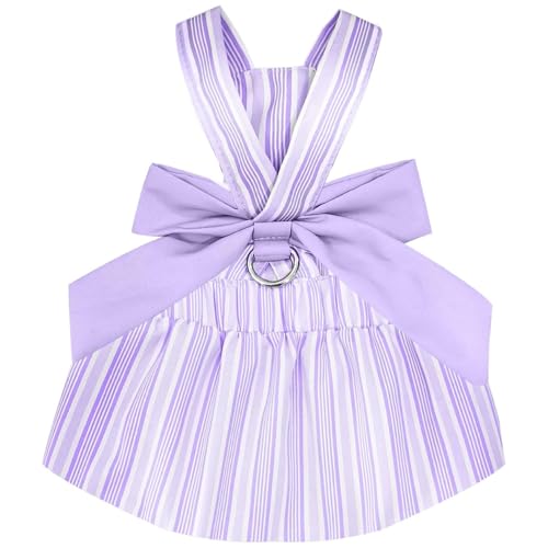 Kleid für kleine Hunde, Hundegeschirr, Kleid, Welpenkleidung für kleine Hunde, Mädchen, süßes Hundekleid mit Schleife, weiche und hautfreundliche Welpenkleidung für Mädchen mit D-Ring, stilvoll gestre Kleid für kleine Hunde, Hundegeschirr, Kleid, Welpenkleidung für kleine Hunde, Mädchen, süßes Hundekleid mit Schleife, weiche und hautfreundliche Welpenkleidung für Mädchen mit D-Ring, stilvoll gestre von HoveeLuty