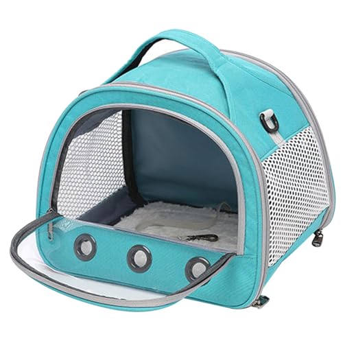 Kleintier-Transportbox, atmungsaktiv, perspektivische Hamster-Transportbox mit Tragegriff und abnehmbarem Schultergurt, tragbare, robuste Hasen- mit Zwei Aufbewahrungstaschen, 13 x 8 von HoveeLuty