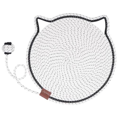 Kratzmatte für Katzen, 43, 2 cm, katzenförmiges Katzenkratzpad mit Seilball, Kratzfest, waschbar, atmungsaktiv, Baumwollseil, Katzenkratzbrett für Hauskatzen, weißer Katzenkratzbaum Kratzmatte für Katzen, 43, 2 cm, katzenförmiges Katzenkratzpad mit Seilball, Kratzfest, waschbar, atmungsaktiv, Baumwollseil, Katzenkratzbrett für Hauskatzen, weißer Katzenkratzbaum von HoveeLuty