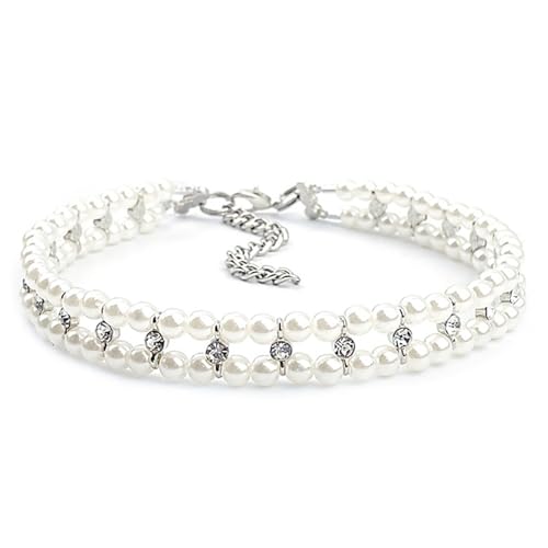 Perlen-Hundehalsbänder für kleine Hunde, süße verstellbare Katzenhalsbänder für Katzenmädchen, Hundehalsband mit Strassperlen, luxuriöses Halsband für kleine Haustiere für Welpen und Kätzchen, Ho Perlen-Hundehalsbänder für kleine Hunde, süße verstellbare Katzenhalsbänder für Katzenmädchen, Hundehalsband mit Strassperlen, luxuriöses Halsband für kleine Haustiere für Welpen und Kätzchen, Ho von HoveeLuty