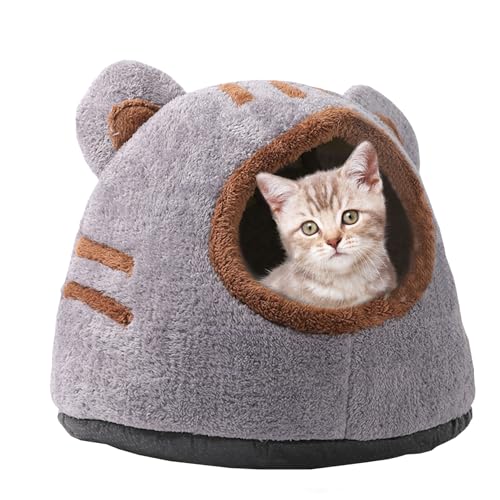 Überdachtes Katzenbett, warmes, abnehmbares Katzenhaus für den Innenbereich mit gepolstertem Kissen, halbgeschlossene Katzenbetten für Hauskatzen, Flauschiges, süßes Kätzchenbett mit Bärenkopf fü Überdachtes Katzenbett, warmes, abnehmbares Katzenhaus für den Innenbereich mit gepolstertem Kissen, halbgeschlossene Katzenbetten für Hauskatzen, Flauschiges, süßes Kätzchenbett mit Bärenkopf fü von HoveeLuty