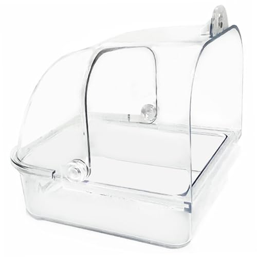Vogelbad für Käfig, transparente Reinigungsbadewanne, Vogelkäfig-Zubehör, 9, 9 x 14 x 12, cm, Sittich-Vogelbad, hängender Vogelbadekäfig mit Schubladendesign für Papageien, Mynahs, verhindert das von HoveeLuty