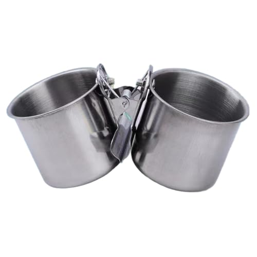 Vogelnäpfe aus Edelstahl für den Käfig, 2 Tassen, Vogelfutter- und Wassernäpfe mit sicheren Clips für Sittiche, Nymphensittiche, Papageien (mittelgroß, 5, 6 cm), Vogelfutternapf, Vogelnäpfe, Vogel von HoveeLuty