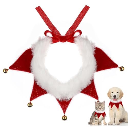 Weihnachts-Hundehalsband, verstellbar, rotes Katzenhalsband mit Glöckchen, Weihnachtskostüm für kleine Hunde, Katzen, Welpen, Kätzchen, XS, Katzenhalsband, mit Glöckchen, Hunde-Wei von HoveeLuty