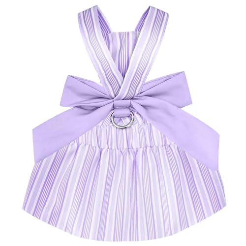 Welpenkleidung für kleine Hunde, Mädchen, süßes Hundekleid mit Schleife, weiche und hautfreundliche Welpenkleidung für Mädchen mit D-Ring, stilvolle gestreifte Sommer-Hundekleidung für 1, 1–, 8 kg Welpenkleidung für kleine Hunde, Mädchen, süßes Hundekleid mit Schleife, weiche und hautfreundliche Welpenkleidung für Mädchen mit D-Ring, stilvolle gestreifte Sommer-Hundekleidung für 1, 1–, 8 kg von HoveeLuty