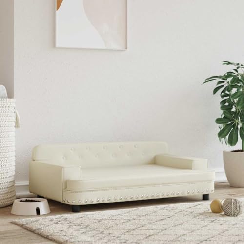 Hovothy Hundebett Bequeme Haustierbett Kunstleder Hundecouch Welpenbett Haustiersofa Schlafplatz für Hunde als Auch Katzen Geeignet Wasserabweisend und Langlebig Creme 90x53x30 cm Hovothy Hundebett Bequeme Haustierbett Kunstleder Hundecouch Welpenbett Haustiersofa Schlafplatz für Hunde als Auch Katzen Geeignet Wasserabweisend und Langlebig Creme 90x53x30 cm von Hovothy