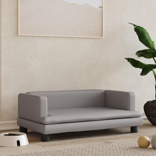 Hovothy Hundebett Bequeme Haustierbett Kunstleder Hundecouch Welpenbett Haustiersofa Schlafplatz für Hunde als Auch Katzen Geeignet Wasserabweisend und Langlebig Grau 80x45x30 cm von Hovothy