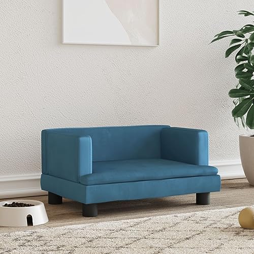 Hovothy Hundebett Bequeme Haustierbett Samt Hundecouch Welpenbett Haustiersofa Schlafplatz für Hunde als Auch Katzen Geeignet Wasserabweisend und Langlebig Blau 60x40x30 cm von Hovothy