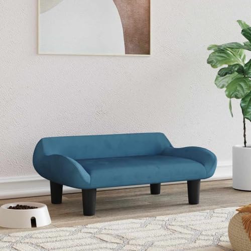 Hovothy Hundebett Bequeme Haustierbett Samt Hundecouch Welpenbett Haustiersofa Schlafplatz für Hunde als Auch Katzen Geeignet Wasserabweisend und Langlebig Blau 70x40x24 cm von Hovothy