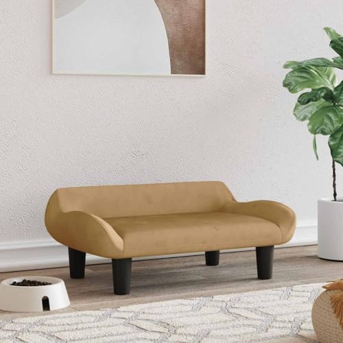 Hovothy Hundebett Bequeme Haustierbett Samt Hundecouch Welpenbett Haustiersofa Schlafplatz für Hunde als Auch Katzen Geeignet Wasserabweisend und Langlebig Braun 70x40x24 cm von Hovothy