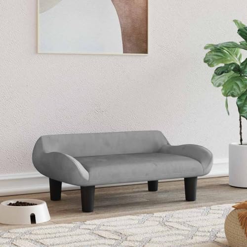 Hovothy Hundebett Bequeme Haustierbett Samt Hundecouch Welpenbett Haustiersofa Schlafplatz für Hunde als Auch Katzen Geeignet Wasserabweisend und Langlebig Hellgrau 70x40x24 cm von Hovothy