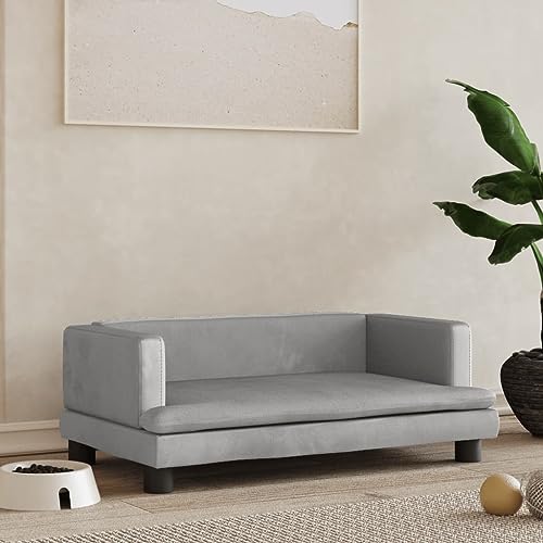 Hovothy Hundebett Bequeme Haustierbett Samt Hundecouch Welpenbett Haustiersofa Schlafplatz für Hunde als Auch Katzen Geeignet Wasserabweisend und Langlebig Hellgrau 80x45x30 cm von Hovothy