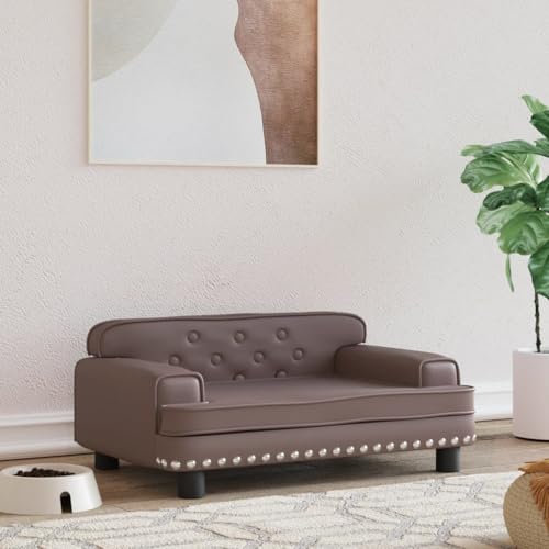 Hovothy Hundebett Bequeme Haustierbett Welpenbett Kunstleder Haustiersofa Hundecouch Schlafplatz für Hunde als Auch Katzen Geeignet Wasserabweisend und Langlebig Braun 70x45x30 cm von Hovothy