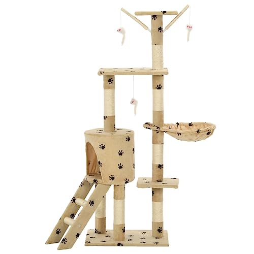 Hovothy Kratzbaum Katzenkratzbaum Katzenmöbel Säulen mit Natürlichem Sisal Umwickelt Katzenturm für Katzen zum Kratzen Klettern Sitzen Verstecken und Ausruhen Beige mit Pfoten-Muster 49x35x138 cm Hovothy Kratzbaum Katzenkratzbaum Katzenmöbel Säulen mit Natürlichem Sisal Umwickelt Katzenturm für Katzen zum Kratzen Klettern Sitzen Verstecken und Ausruhen Beige mit Pfoten-Muster 49x35x138 cm von Hovothy