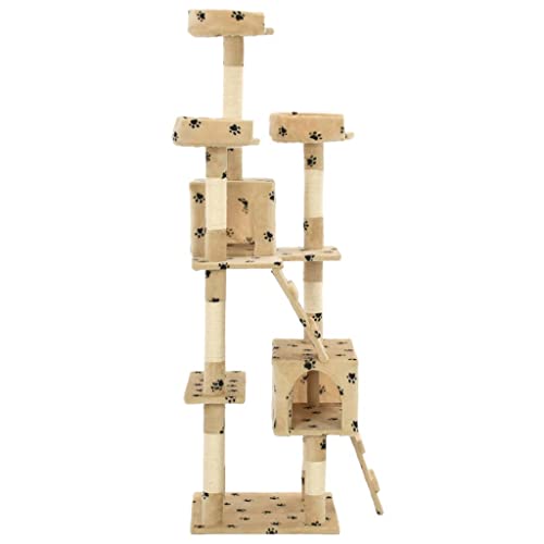 Hovothy Kratzbaum Katzenkratzbaum Katzenmöbel Säulen mit Natürlichem Sisal Umwickelt Katzenturm für Katzen zum Kratzen Klettern Sitzen Verstecken und Ausruhen Beige mit Pfoten-Muster 50x50x170 cm Hovothy Kratzbaum Katzenkratzbaum Katzenmöbel Säulen mit Natürlichem Sisal Umwickelt Katzenturm für Katzen zum Kratzen Klettern Sitzen Verstecken und Ausruhen Beige mit Pfoten-Muster 50x50x170 cm von Hovothy