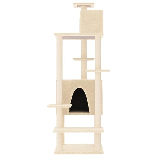 Hovothy Kratzbaum Katzenkratzbaum Säulen mit Natürlichem Sisal Umwickelt Katzenmöbel Mehrstufige Katzenturm für Katzen zum Kratzen Klettern Sitzen Verstecken und Ausruhen Creme 66,5x60x154 cm Hovothy Kratzbaum Katzenkratzbaum Säulen mit Natürlichem Sisal Umwickelt Katzenmöbel Mehrstufige Katzenturm für Katzen zum Kratzen Klettern Sitzen Verstecken und Ausruhen Creme 66,5x60x154 cm von Hovothy