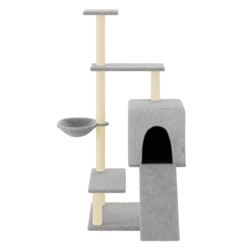 Hovothy Kratzbaum Katzenkratzbaum Säulen mit Natürlichem Sisal Umwickelt Katzenmöbel Mehrstufige Katzenturm für Katzen zum Kratzen Klettern Sitzen Verstecken und Ausruhen Hellgrau 91x85x130,5 cm Hovothy Kratzbaum Katzenkratzbaum Säulen mit Natürlichem Sisal Umwickelt Katzenmöbel Mehrstufige Katzenturm für Katzen zum Kratzen Klettern Sitzen Verstecken und Ausruhen Hellgrau 91x85x130,5 cm von Hovothy