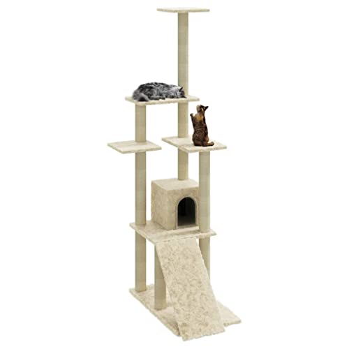 Hovothy Kratzbaum Katzenkratzbaum Säulen mit Natürlichem Sisal Umwickelt Mehrstufige Katzenturm Katzenmöbel für Katzen zum Kratzen Klettern Sitzen Verstecken und Ausruhen Creme 54x73x155 cm Hovothy Kratzbaum Katzenkratzbaum Säulen mit Natürlichem Sisal Umwickelt Mehrstufige Katzenturm Katzenmöbel für Katzen zum Kratzen Klettern Sitzen Verstecken und Ausruhen Creme 54x73x155 cm von Hovothy