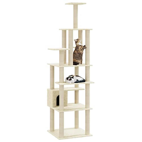 Hovothy Kratzbaum Katzenkratzbaum Säulen mit Natürlichem Sisal Umwickelt Mehrstufige Katzenturm Katzenmöbel für Katzen zum Kratzen Klettern Sitzen Verstecken und Ausruhen Creme 74x74x183 cm Hovothy Kratzbaum Katzenkratzbaum Säulen mit Natürlichem Sisal Umwickelt Mehrstufige Katzenturm Katzenmöbel für Katzen zum Kratzen Klettern Sitzen Verstecken und Ausruhen Creme 74x74x183 cm von Hovothy
