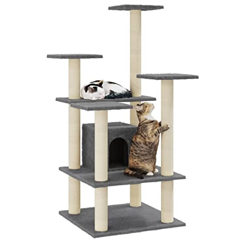 Hovothy Kratzbaum Katzenkratzbaum Säulen mit Natürlichem Sisal Umwickelt Mehrstufige Katzenturm Katzenmöbel für Katzen zum Kratzen Klettern Sitzen Verstecken und Ausruhen Dunkelgrau 60,5x60x110 cm Hovothy Kratzbaum Katzenkratzbaum Säulen mit Natürlichem Sisal Umwickelt Mehrstufige Katzenturm Katzenmöbel für Katzen zum Kratzen Klettern Sitzen Verstecken und Ausruhen Dunkelgrau 60,5x60x110 cm von Hovothy