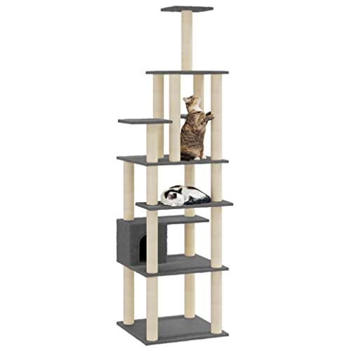 Hovothy Kratzbaum Katzenkratzbaum Säulen mit Natürlichem Sisal Umwickelt Mehrstufige Katzenturm Katzenmöbel für Katzen zum Kratzen Klettern Sitzen Verstecken und Ausruhen Dunkelgrau 74x74x183 cm Hovothy Kratzbaum Katzenkratzbaum Säulen mit Natürlichem Sisal Umwickelt Mehrstufige Katzenturm Katzenmöbel für Katzen zum Kratzen Klettern Sitzen Verstecken und Ausruhen Dunkelgrau 74x74x183 cm von Hovothy